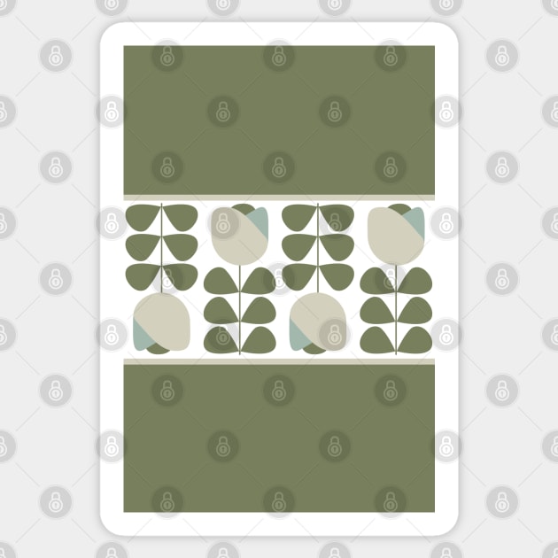 Retro Geometric Floral in Green and Beige Sticker by tramasdesign